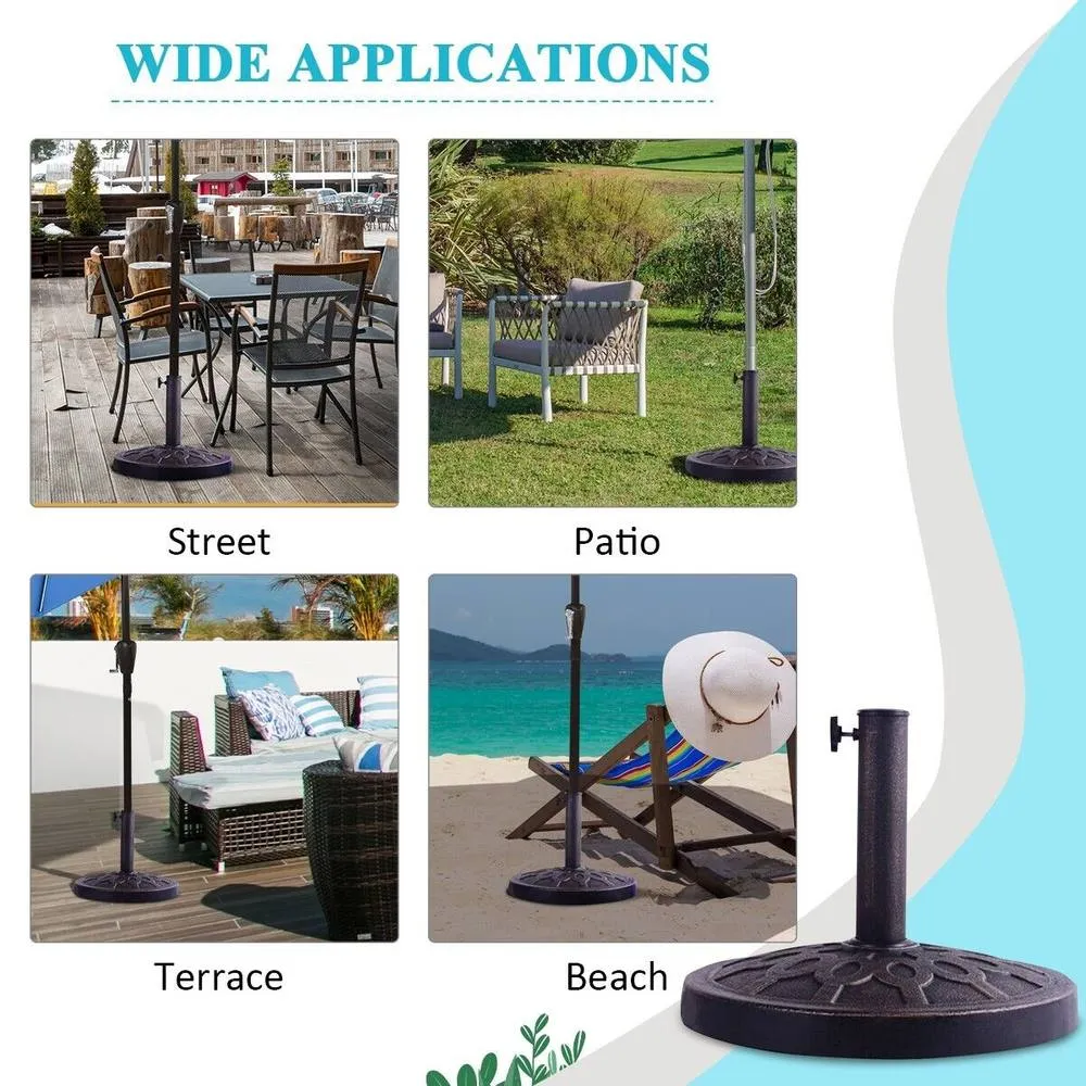 Costway Resin Patio Umbrella Stand Umbrella Base Balcony Umbrella Holder 38-48mm in Black 4