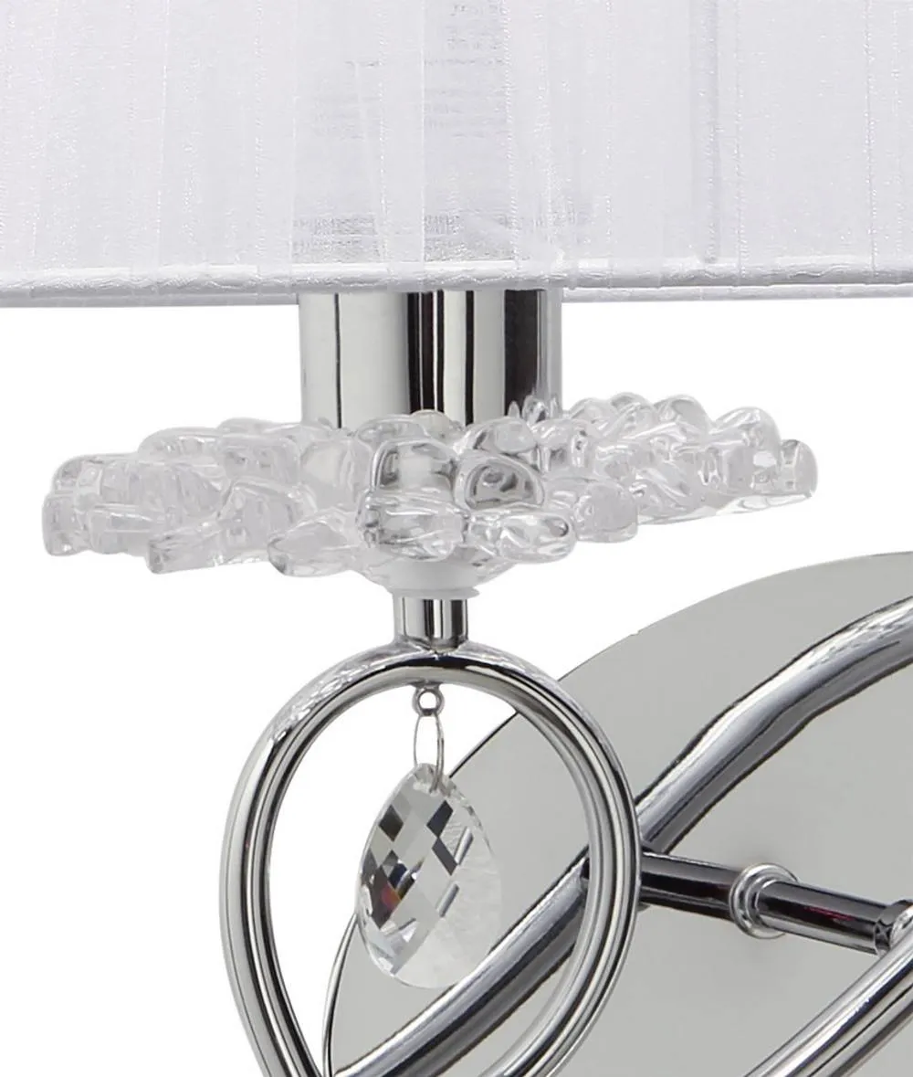 Netlighting Louise Wall Lamp Right 2 Light E27 White Shade Chrome Crystal in Grey 5