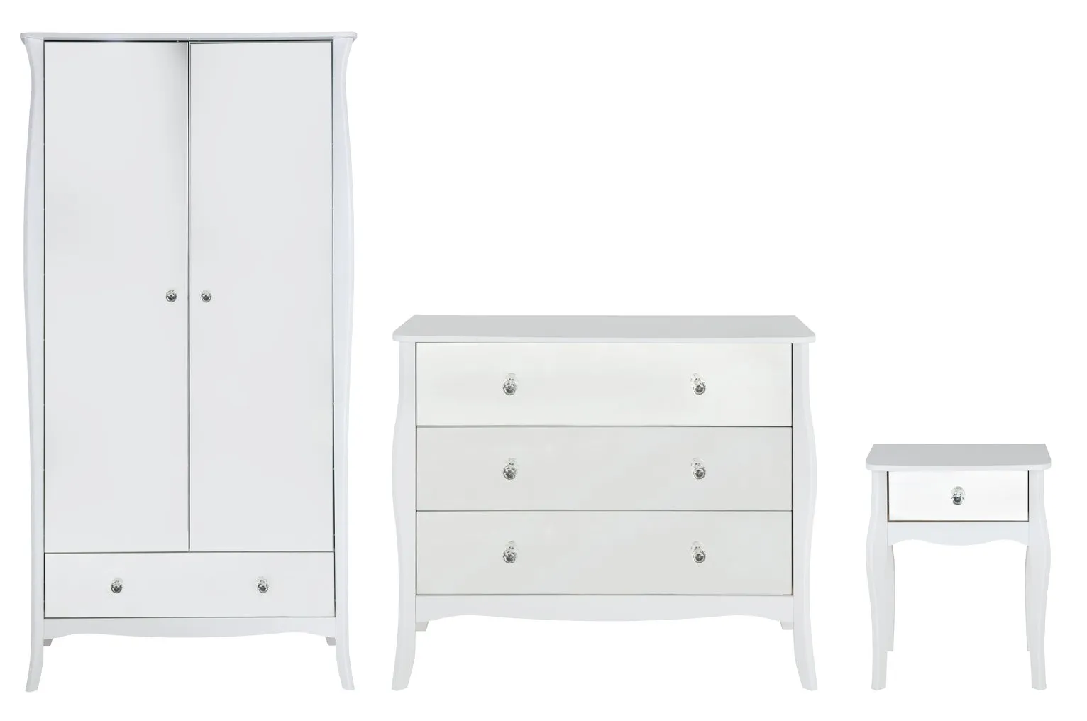 Argos Home Amelie 3 Piece 2 Door Mirror Wardrobe Set - White