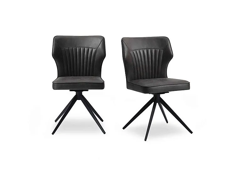 Aydin Pair of Swivel Dining Chairs - Dark Grey