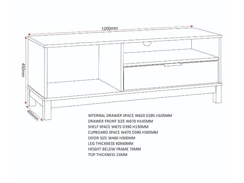 Seconique Corona Rattan 1 Door 1 Drawer TV Unit in Natural 5