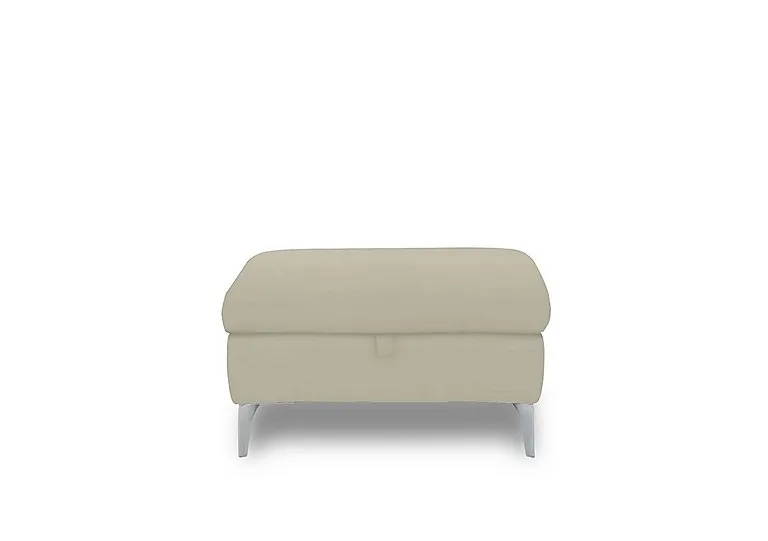 Vino Leather Storage Footstool - Bone China