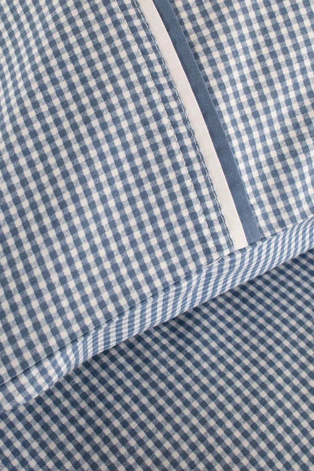 The Lyndon Company Gingham Duvet Cover Set - Soft & Breathable Cotton with Double Piped Edges in Blue 3