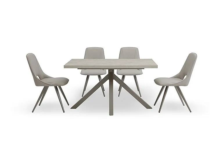 Matera Compact Dining Table with Star Base and 4 Faux Leather Chairs with Taupe Legs