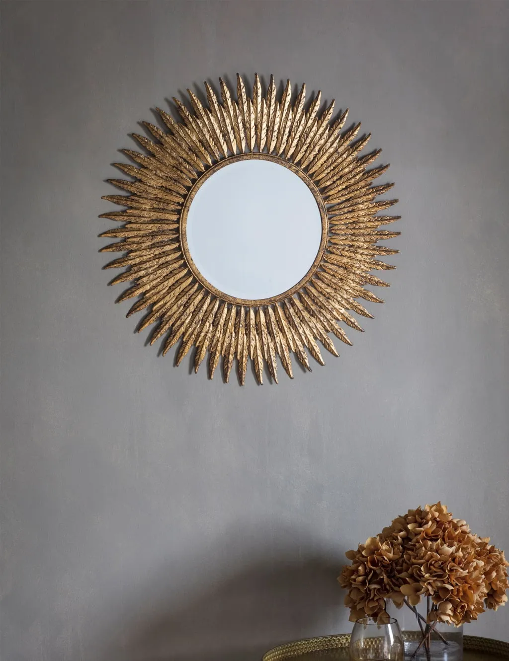 Gallery Direct Quill Small Round Wall Mirror Gold