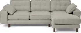 Content by Terence Conran Tobias Right Hand Facing Chaise End Sofa, Dove Grey Boucle with Dark Wood Leg