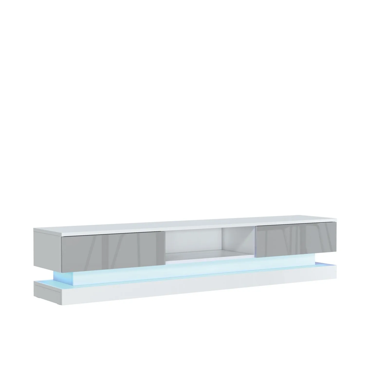 Creative Furniture Bloom TV Unit 180cm - A Functional & Contemporary Cabinet with Gloss Doors & LED Lights in Grey 4