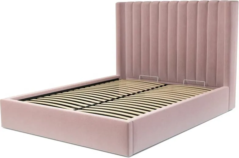 Cory King Size Ottoman Storage Bed, Heather Pink Velvet