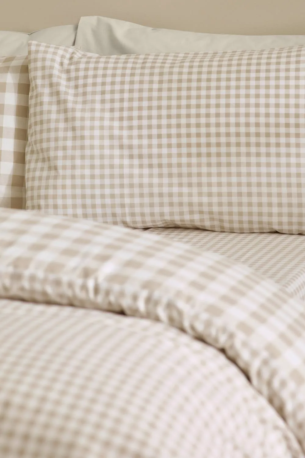 Catherine Lansfield 'Bamford Gingham Check' Reversible Duvet Cover Set in Natural 3