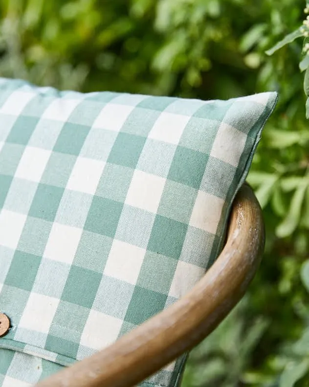 Dibor Traditional Green Gingham Summer Outdoor Garden Cushion L50 x W50cm 3