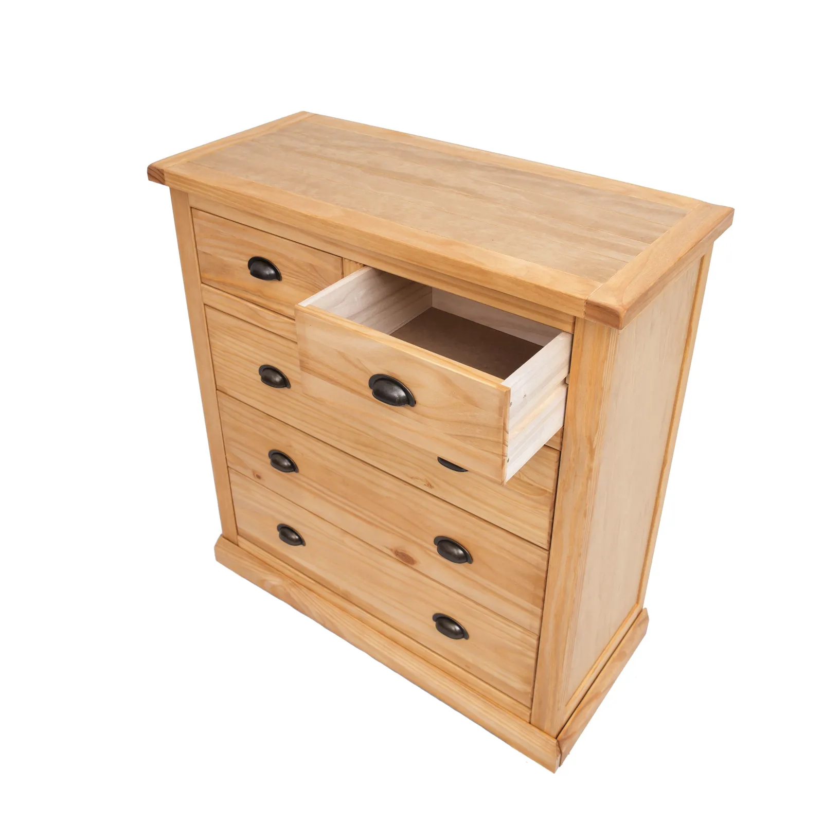Cabinet Bits Lucca 5 Drawer Chest of Drawers Brass Cup Handle in Light Brown 4