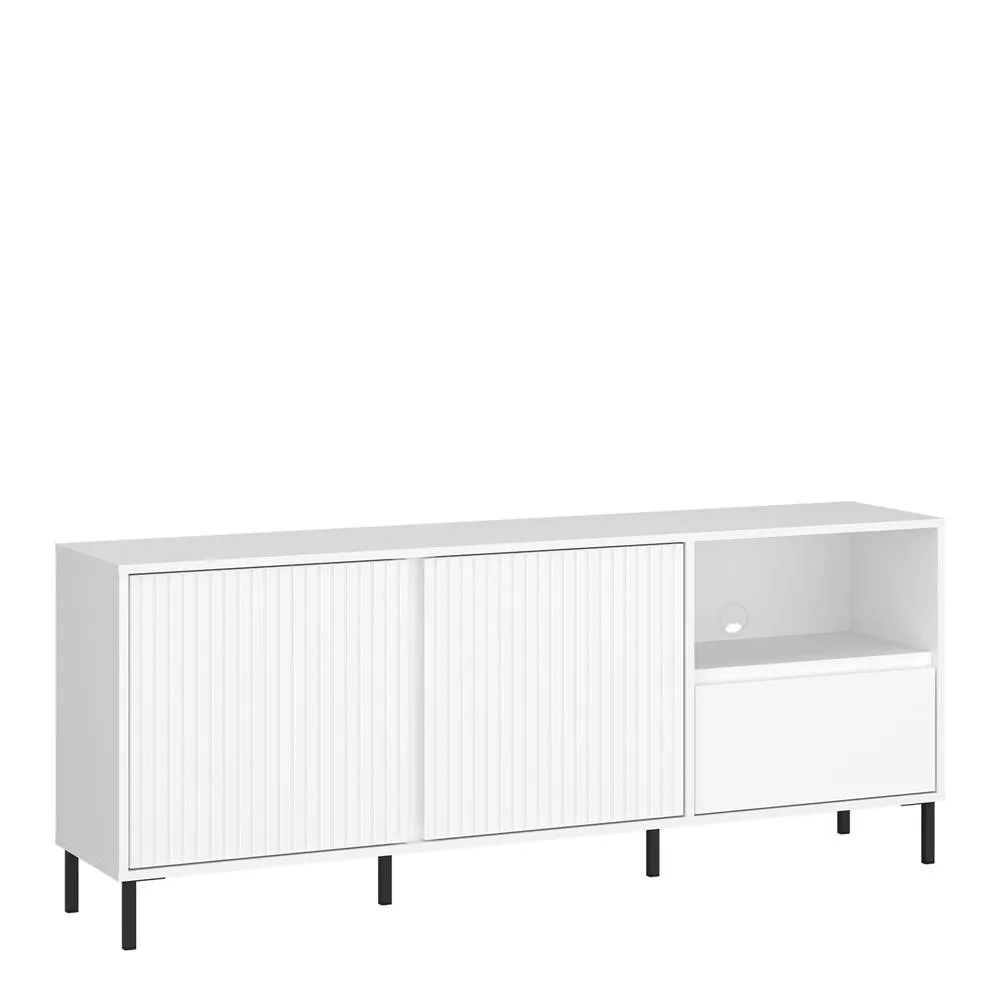 Furniture To Go Avenale Wide TV Cabinet 2 Door 1 Drawer in Alpine White High Gloss 2
