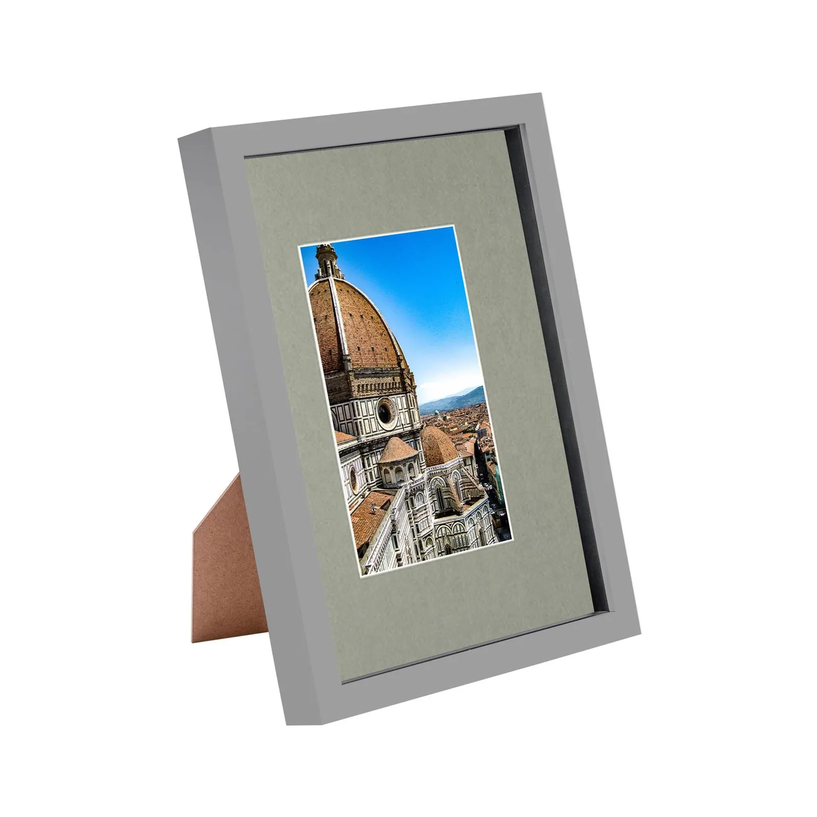 Nicola Spring 3D Shadow Box Frame with A5 Mount - A4 (8" x 12") - Black Mount in Grey