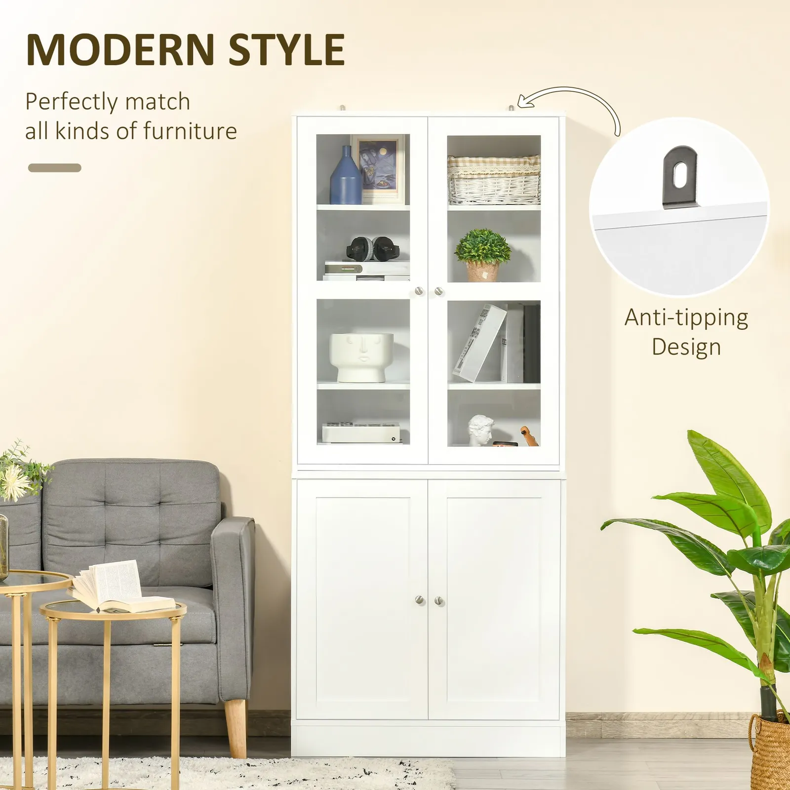 HOMCOM Modern Bookcase Display Storage Unit in White 4