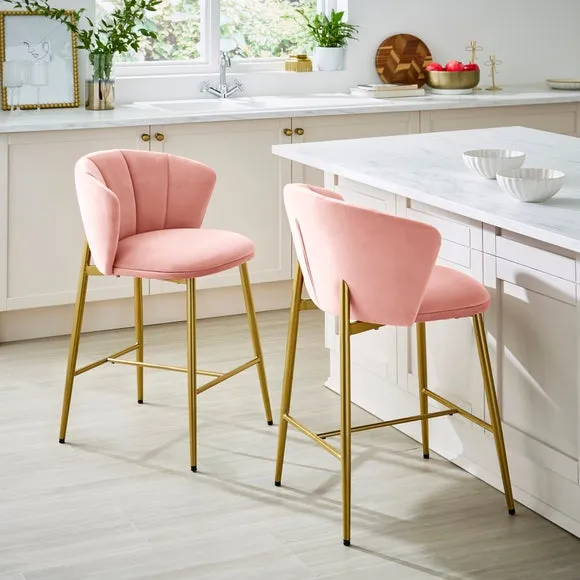 Kiley Bar Stool with Gold Legs, Velvet 2