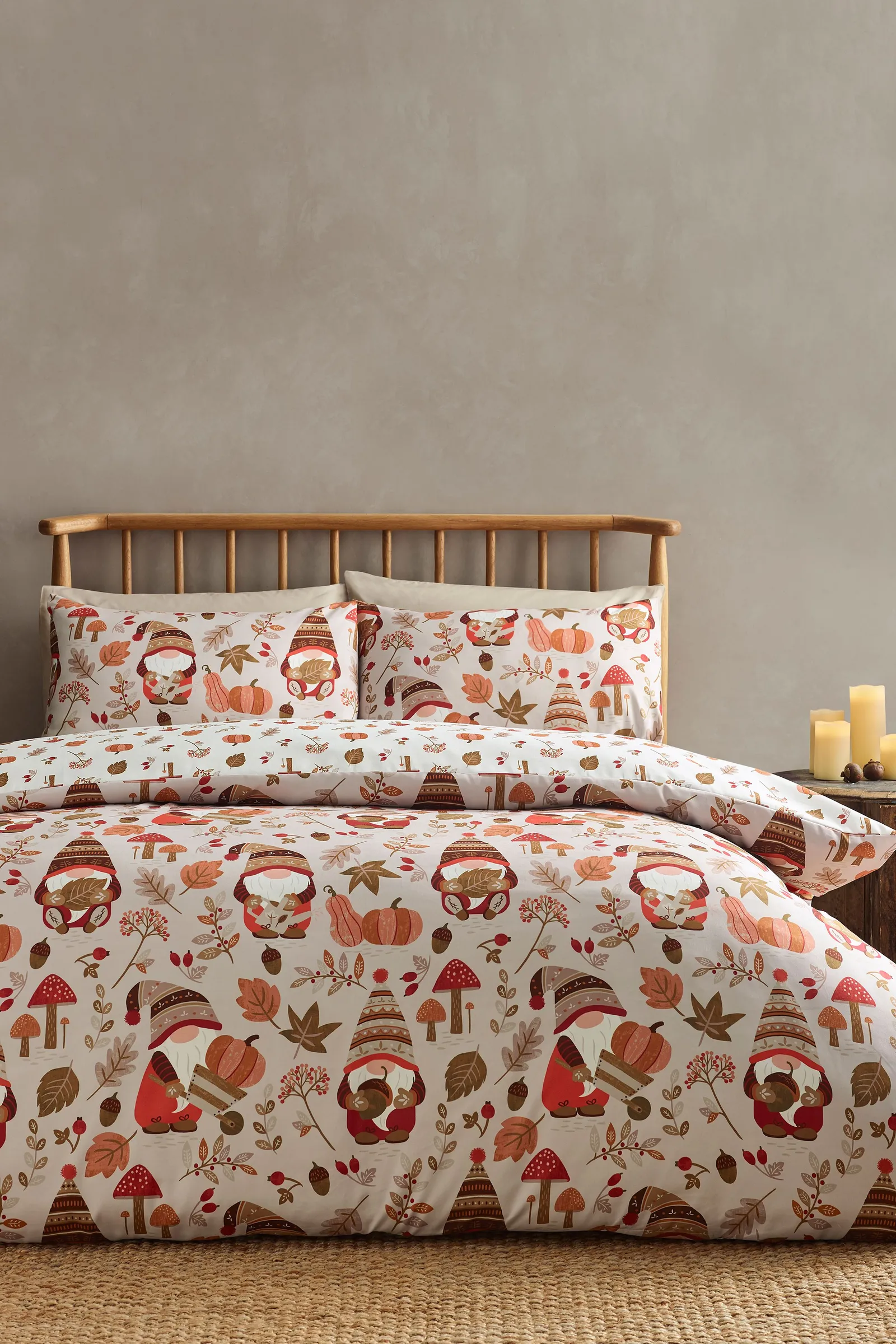 Catherine Lansfield 'Woodland Gonks' So Soft Reversible Duvet Cover Set in Natural
