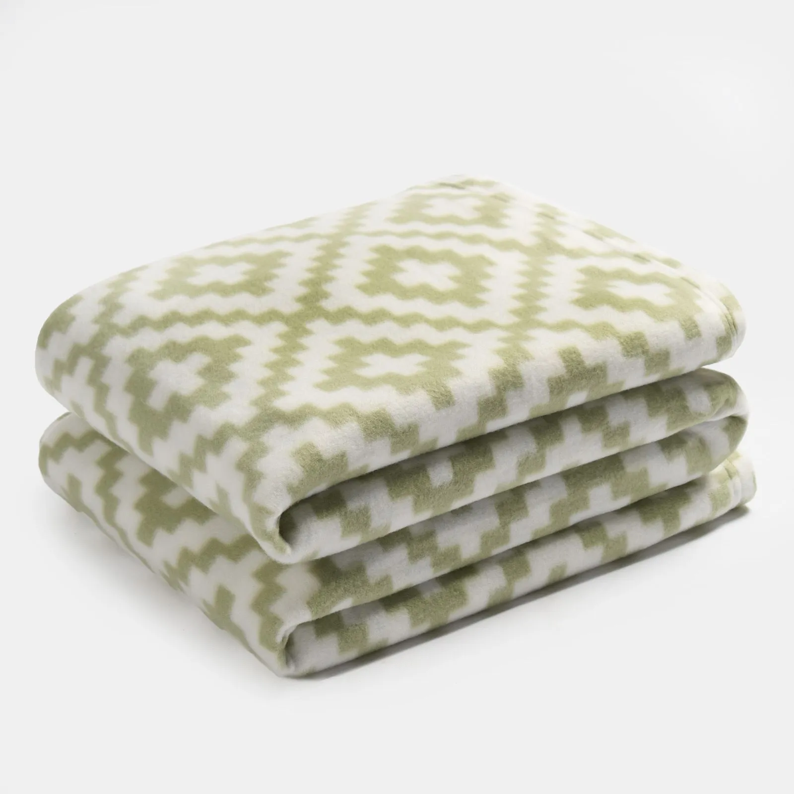 OHS Geo Tile Throw Over Bed Blanket Travel Garden Chair Soft Fleece Warm Bedspread in Green