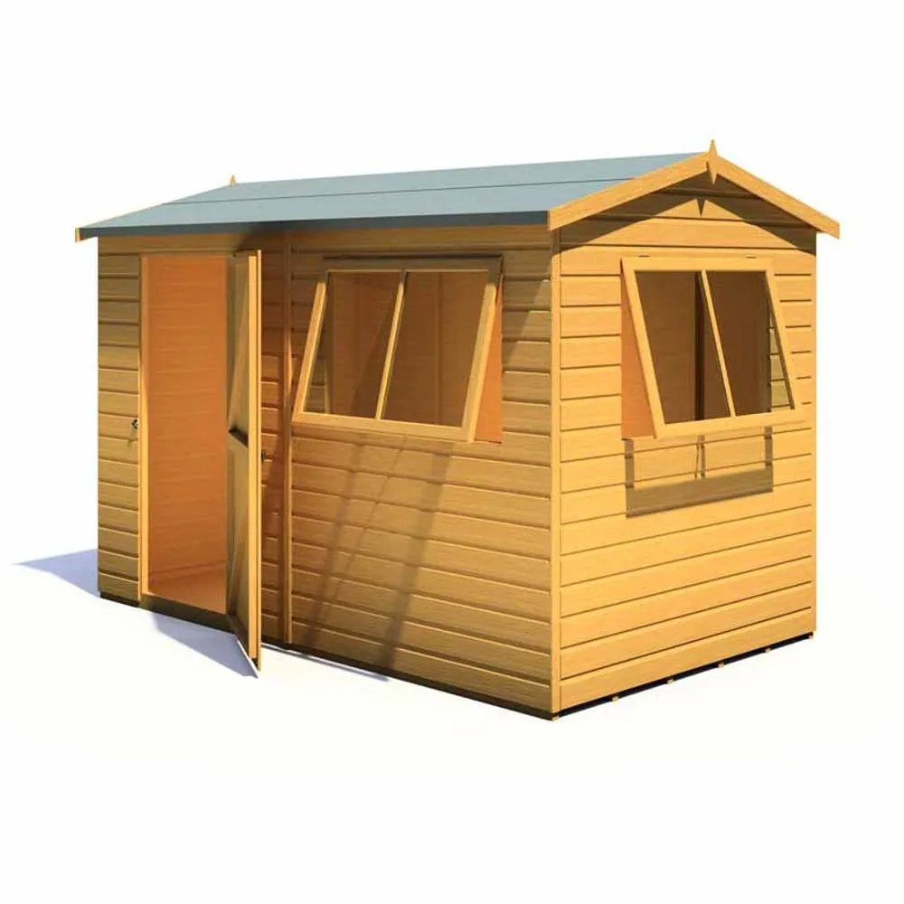 Shires Lewis 10 x 6 Feet Single Door Reverse Apex Style D Shed in Brown 4