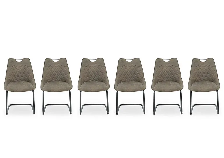 Warrior Set of 6 Cantilever Dining Chairs - Taupe
