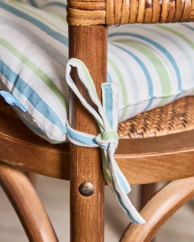 Dibor Set of 6 Blue Striped Cotton Garden Cushion Furniture Dining Chair Seat Pads L40cm x W40cm 5