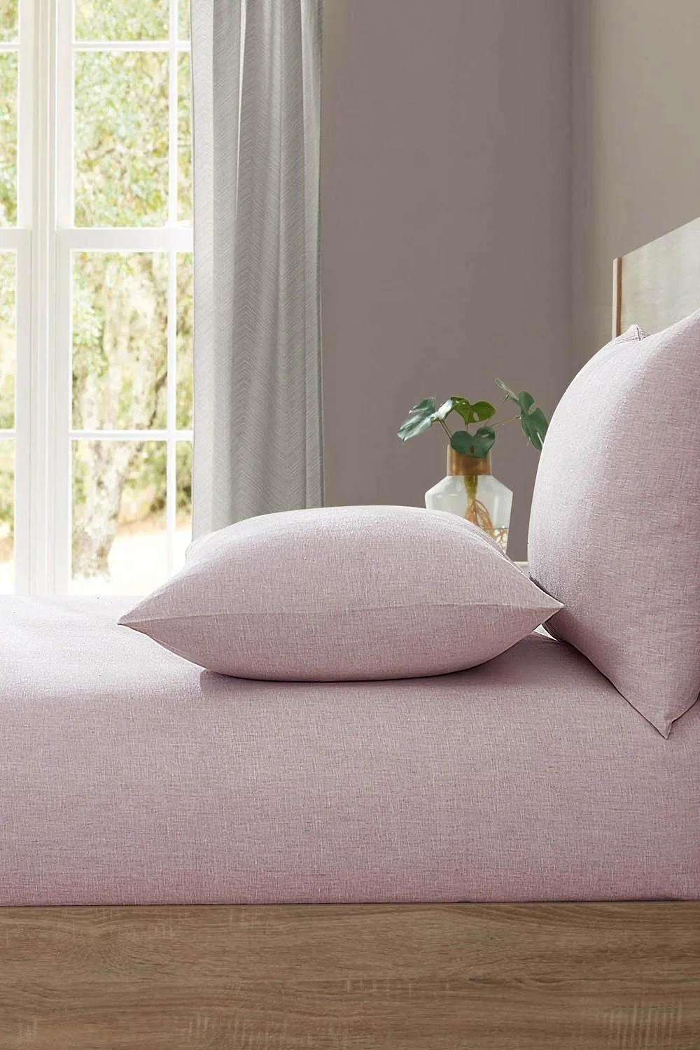 Lazy Linen 'Pure Washed Linen' Fitted Sheet in Pink