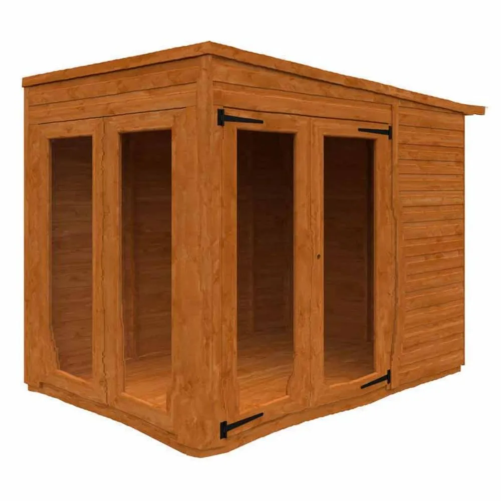 Buttercup Farm 4x6 Flex Pent Full Pane Summerhouse 12mm Flex - L123.8xW175xH203 cm in Burnt Orange