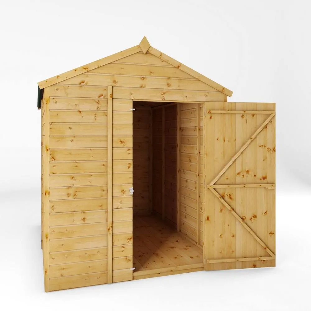 Mercia 8 x 6 Feet Shiplap Apex Windowless Shed - L240.8 x W190.5 x H222.2 cm in Brown 3