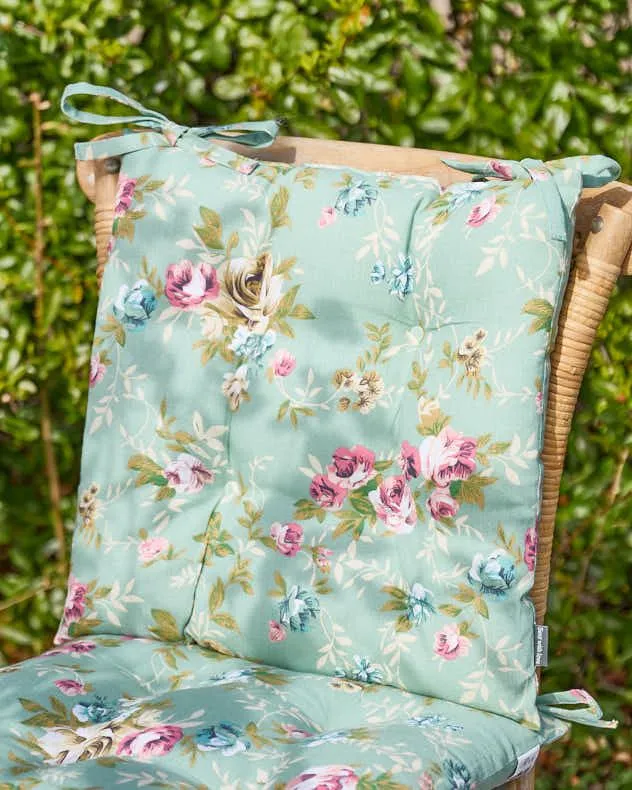 Dibor Set of 2 Floral Green Summer Outdoor Garden Chair Seat Pad Cushions W40 x L40cm 3