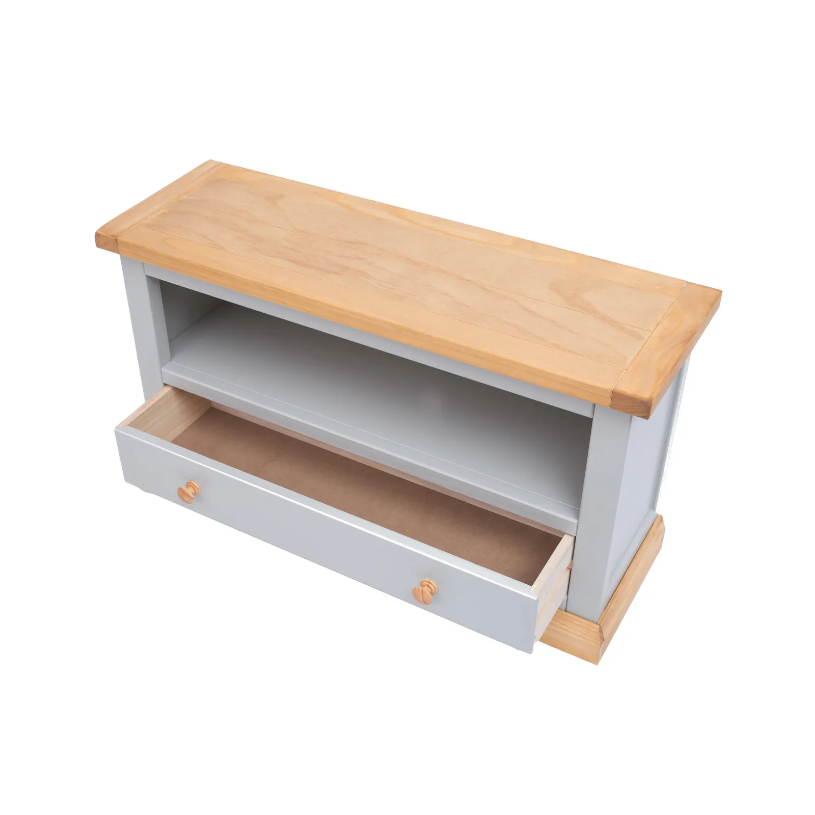Cabinet Bits Bomporto Light Grey 1 Drawer TV Cabinet Wood Knob 4
