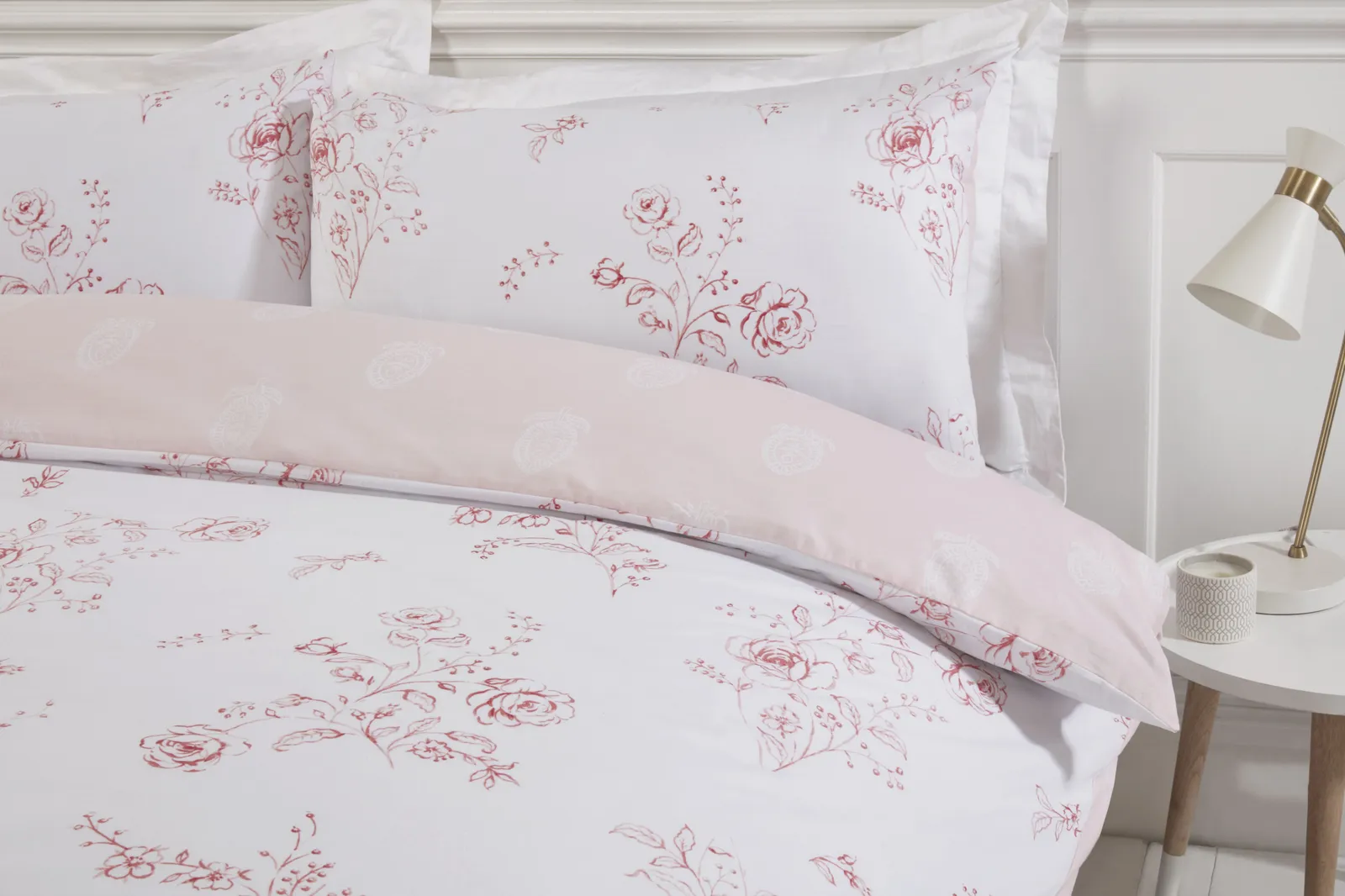 Rapport Home PH Sadie Polycotton Duvet Cover Set With Pillowcase in Rose 2