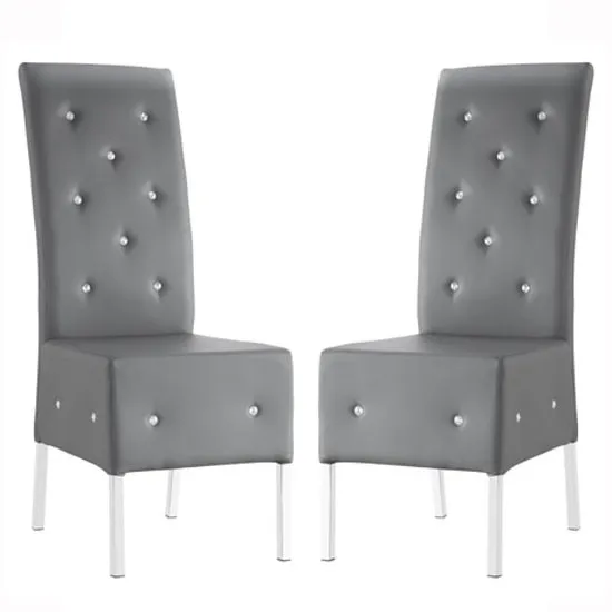 Asam Dining Chair In Grey Faux Leather in A Pair