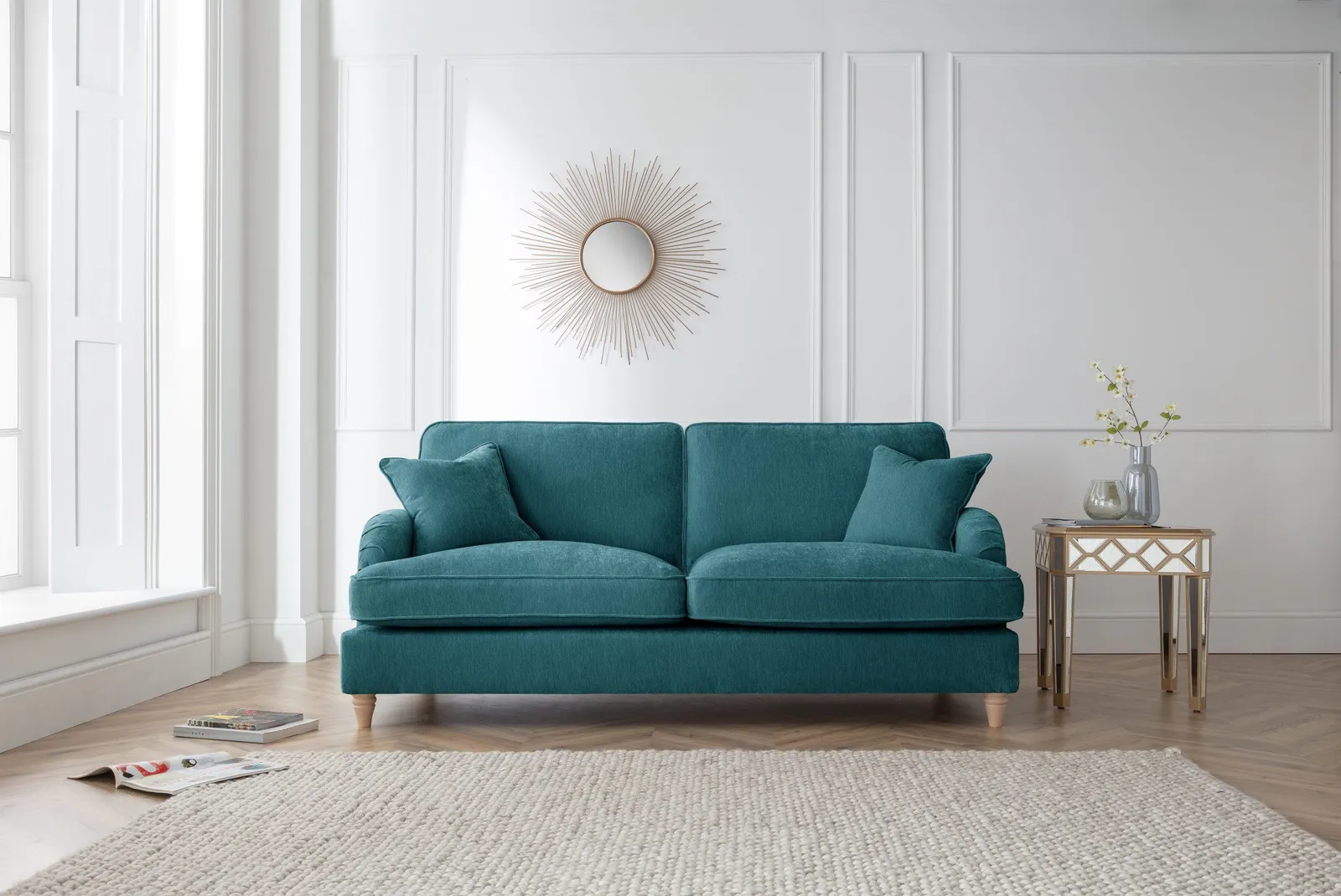 The Great Sofa Company Orla 3 Seater Sofa Manhattan Navy in Emerald 1