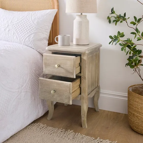 Giselle 2 Drawer Bedside Table, Mango Wood 2
