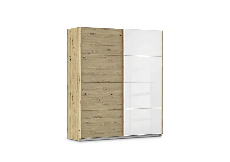 Freja 181cm 2 Door Sliding Decor Wardrobe With Glass Door
