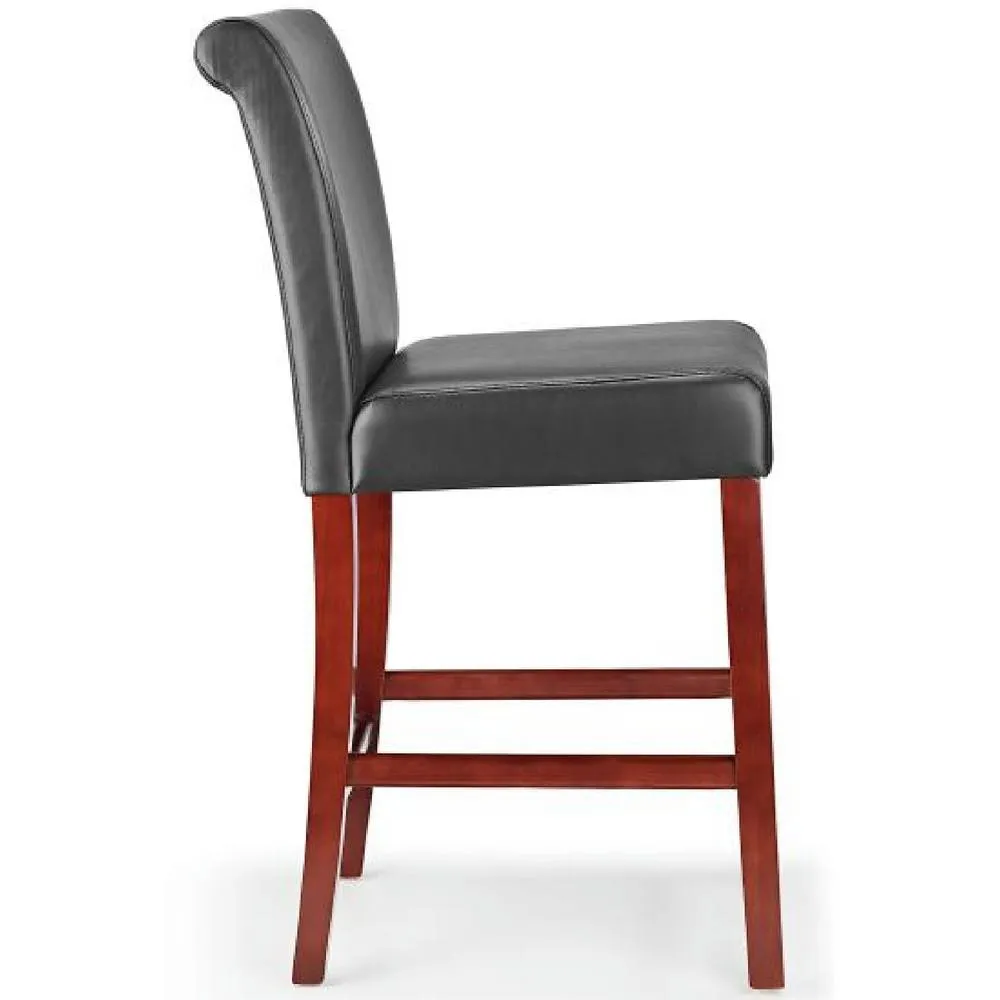 netfurniture Sayni Walnut Frame Kitchen Bar Stool Black Padded Seat & Back 4