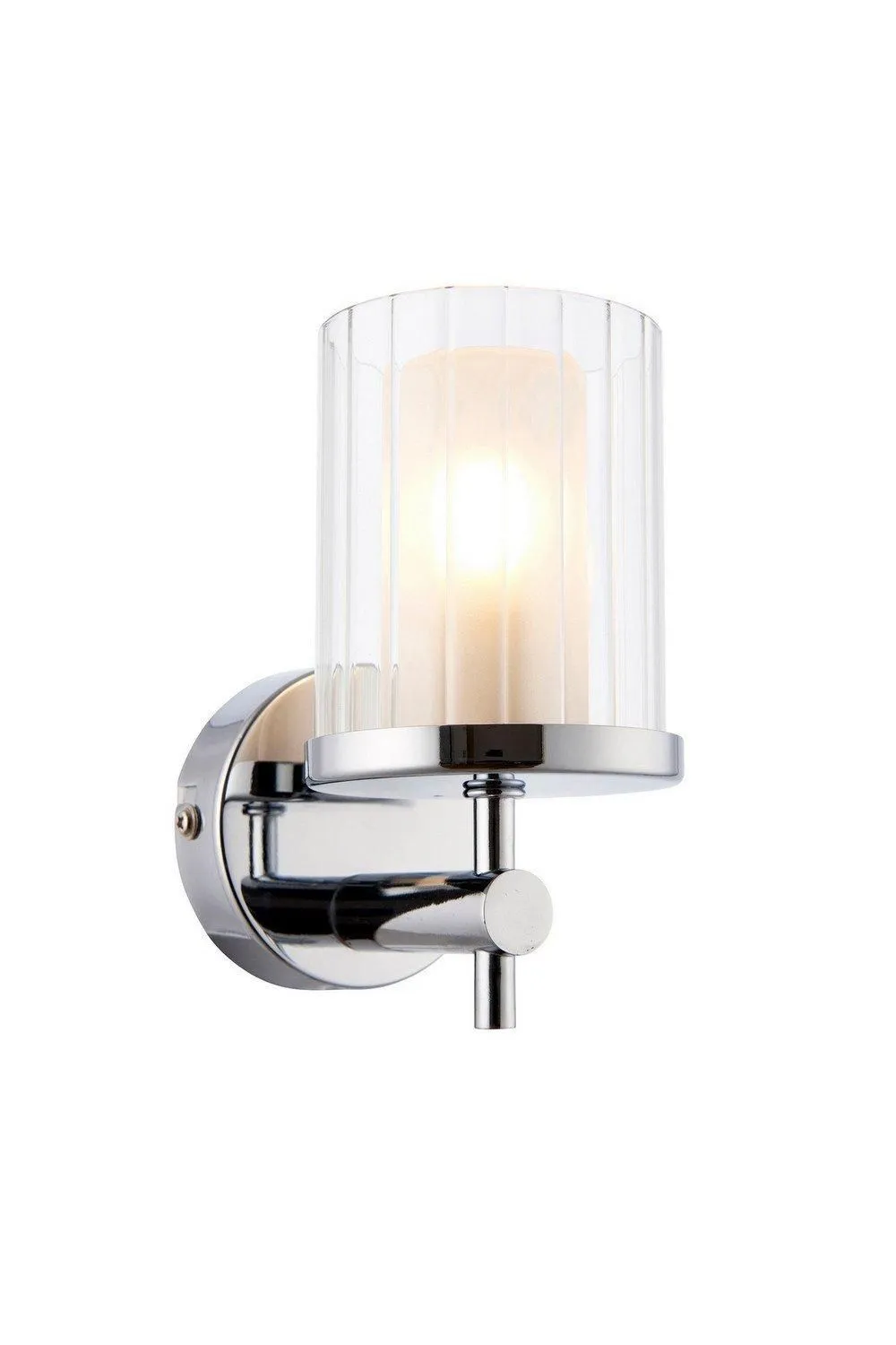 Netlighting Britton 1 Light Bathroom Wall Light Chrome IP44 with Clear Rippled Glass G9 in Grey