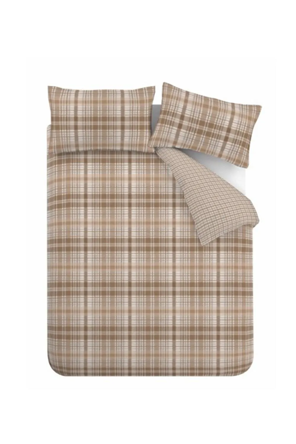 Catherine Lansfield Brushed Hamish Check Duvet Cover Set in Natural 5