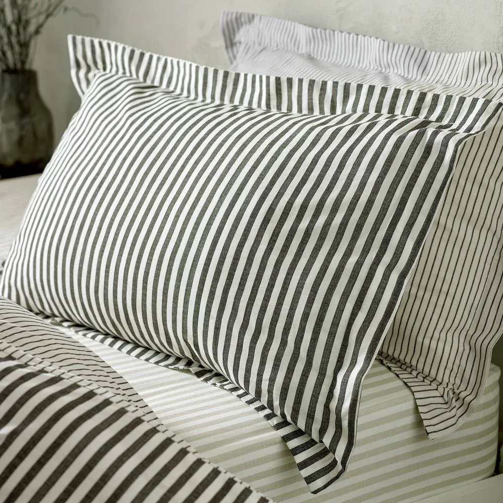 Yard Hebden Striped 100% Cotton Pillowcase Pair in Black 1