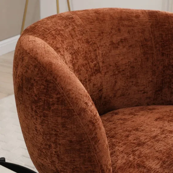 Tulip Chenille Curved Swivel Accent Chair 3