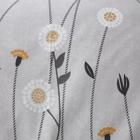 Scandi Floral Grey Duvet Cover and Pillowcase Set 4