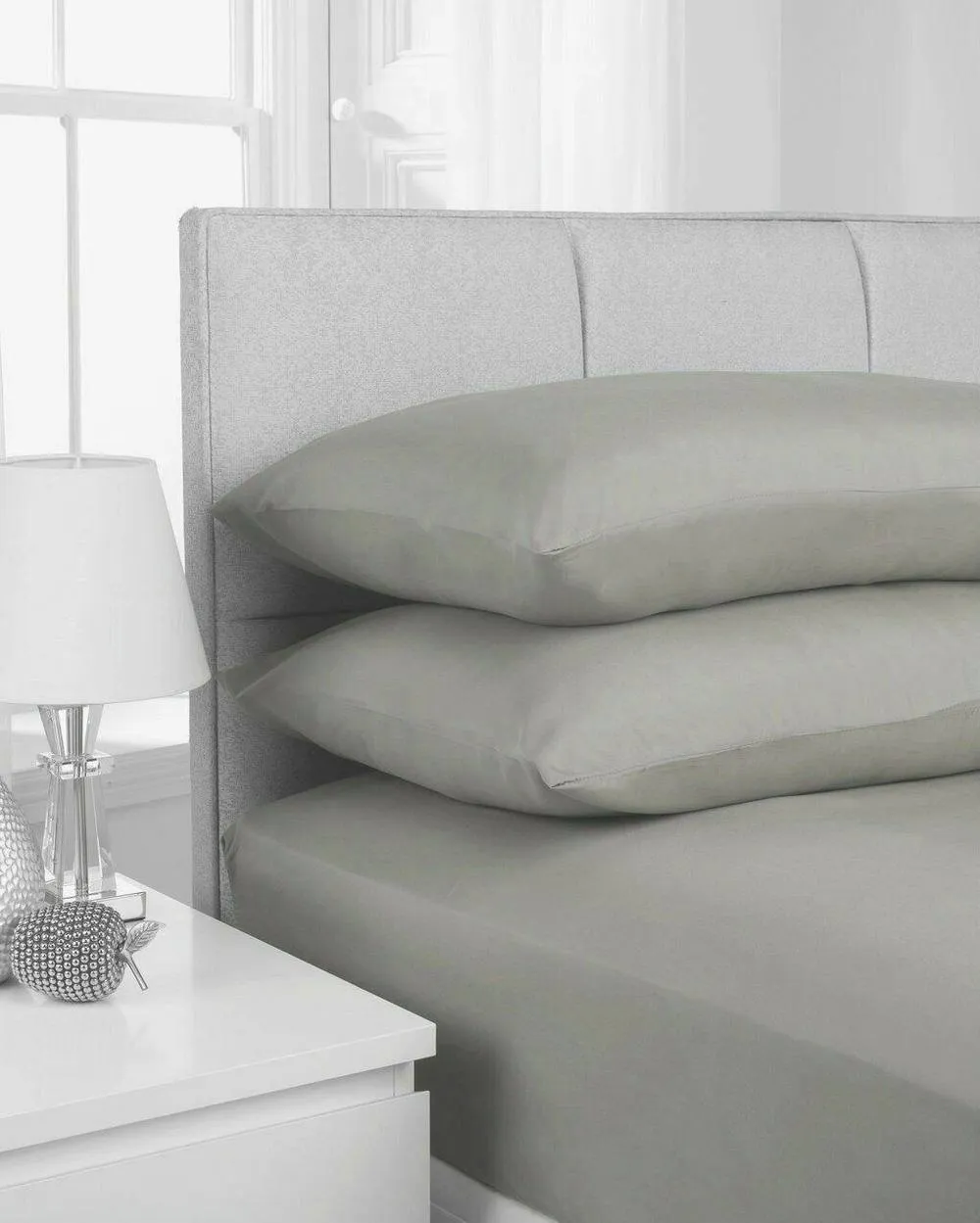 Smart Living Polycotton Bed Linen Luxury Bedsheet or Pillowcase Non Iron in Grey