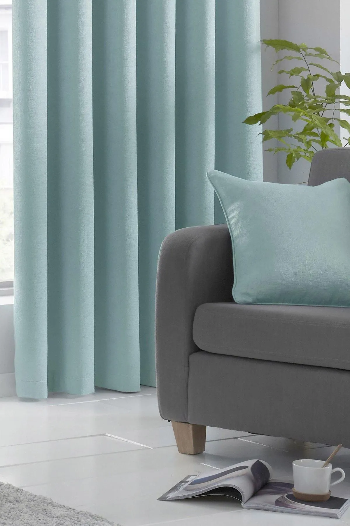 Fusion 'Strata' Luxe Velvet Filled Cushion in Duck Egg Blue 3