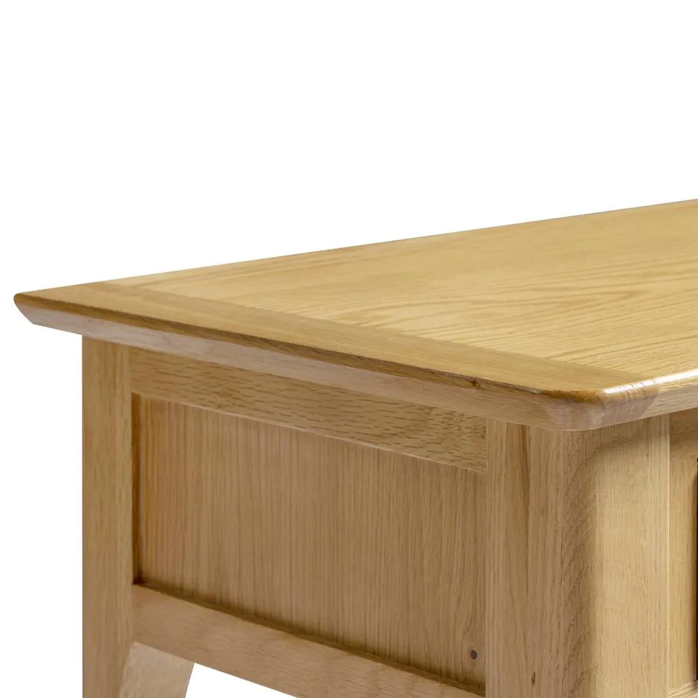 FurnitureboxUK Belle 2 Drawer Solid Oak Wood Console Table in Light Brown 5
