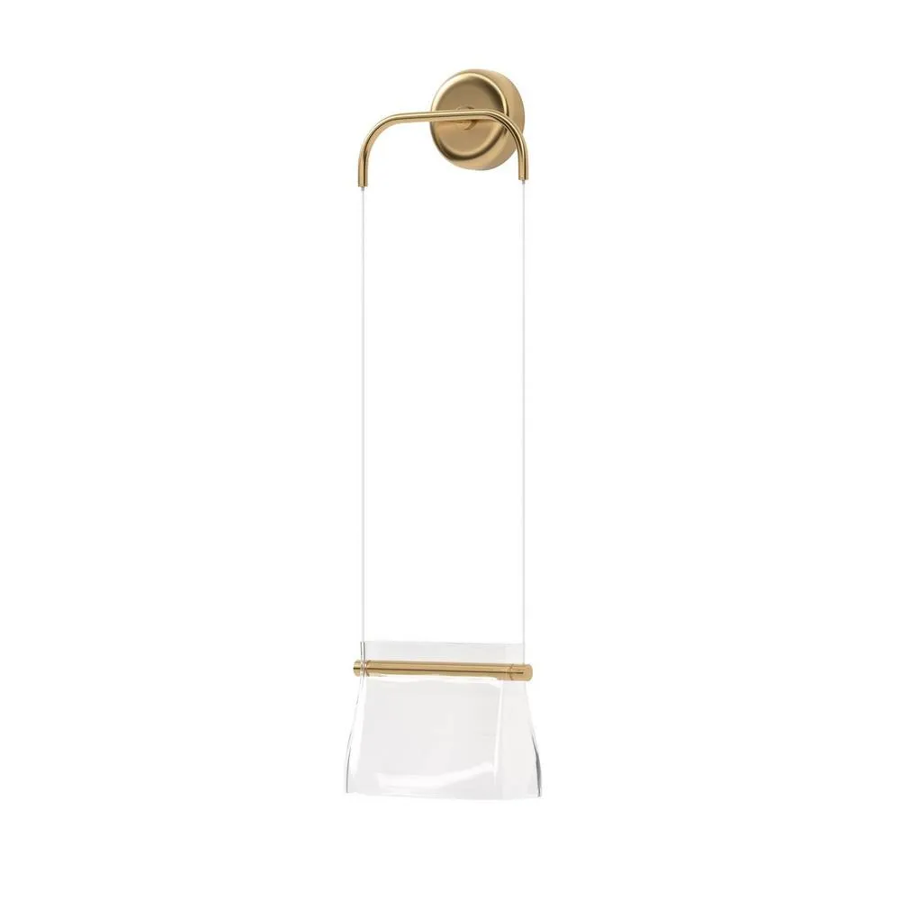 Netlighting Cabaret Hanging Modern Wall Lamp Brass 3000K 850lm Glass Shade in Gold