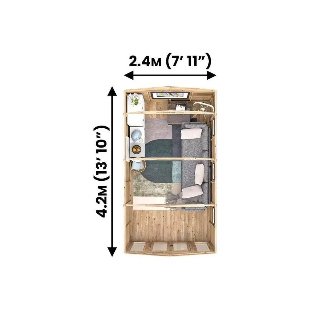Dunster House Summerhouse 2.4m x 4m (8' x 14') Apex Roof, RagePanda Modular in Brown 3