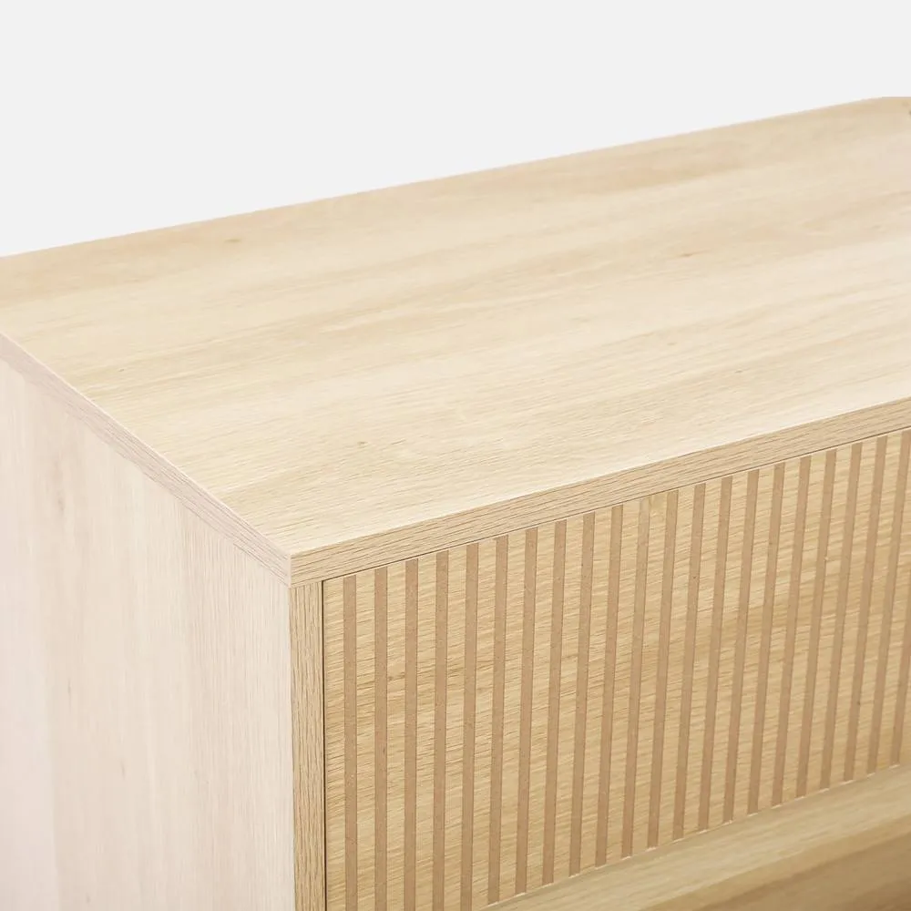 sweeek 3-drawer Chest With Grooved Wooden Detail in Light Brown 4