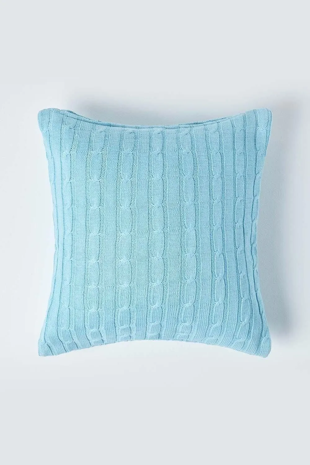 Homescapes Cotton Cable Knit Cushion Cover, 45 x 45 cm in Blue 1