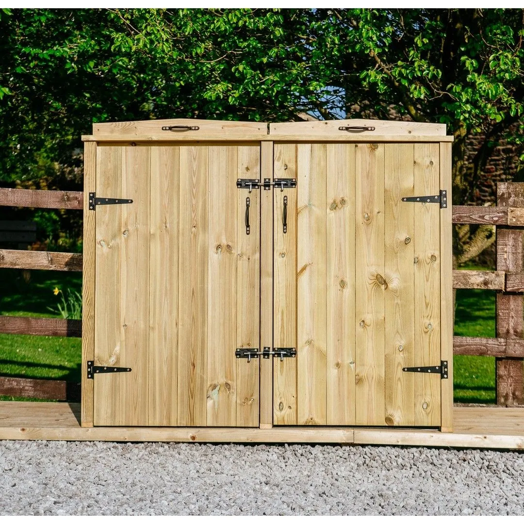Buttercup Farm Chatburn Bin Store, Fits 1x 180L/240L Wheelie Bins & 2x Boxes in Brown 2
