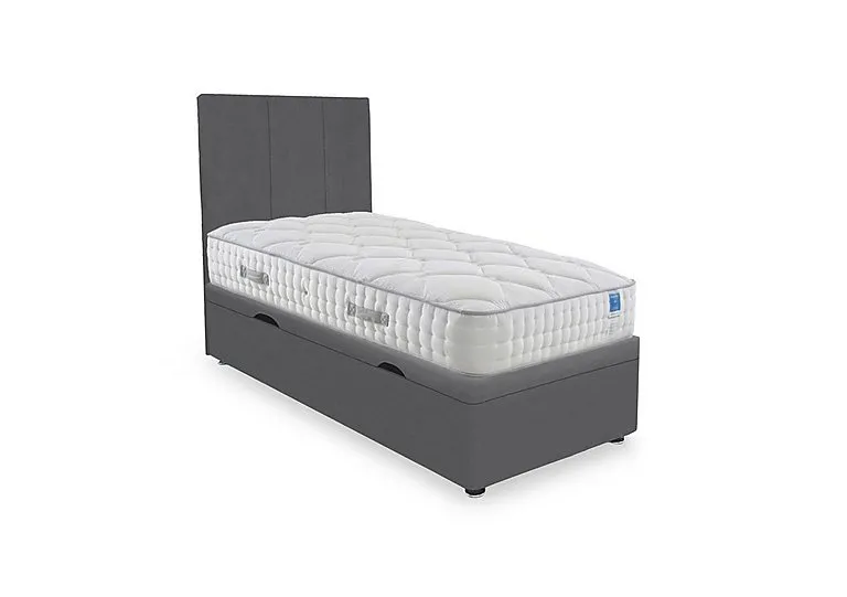 Memory Luxe Side Lift Ottoman Divan Set - Small Single - Plush Dark Grey