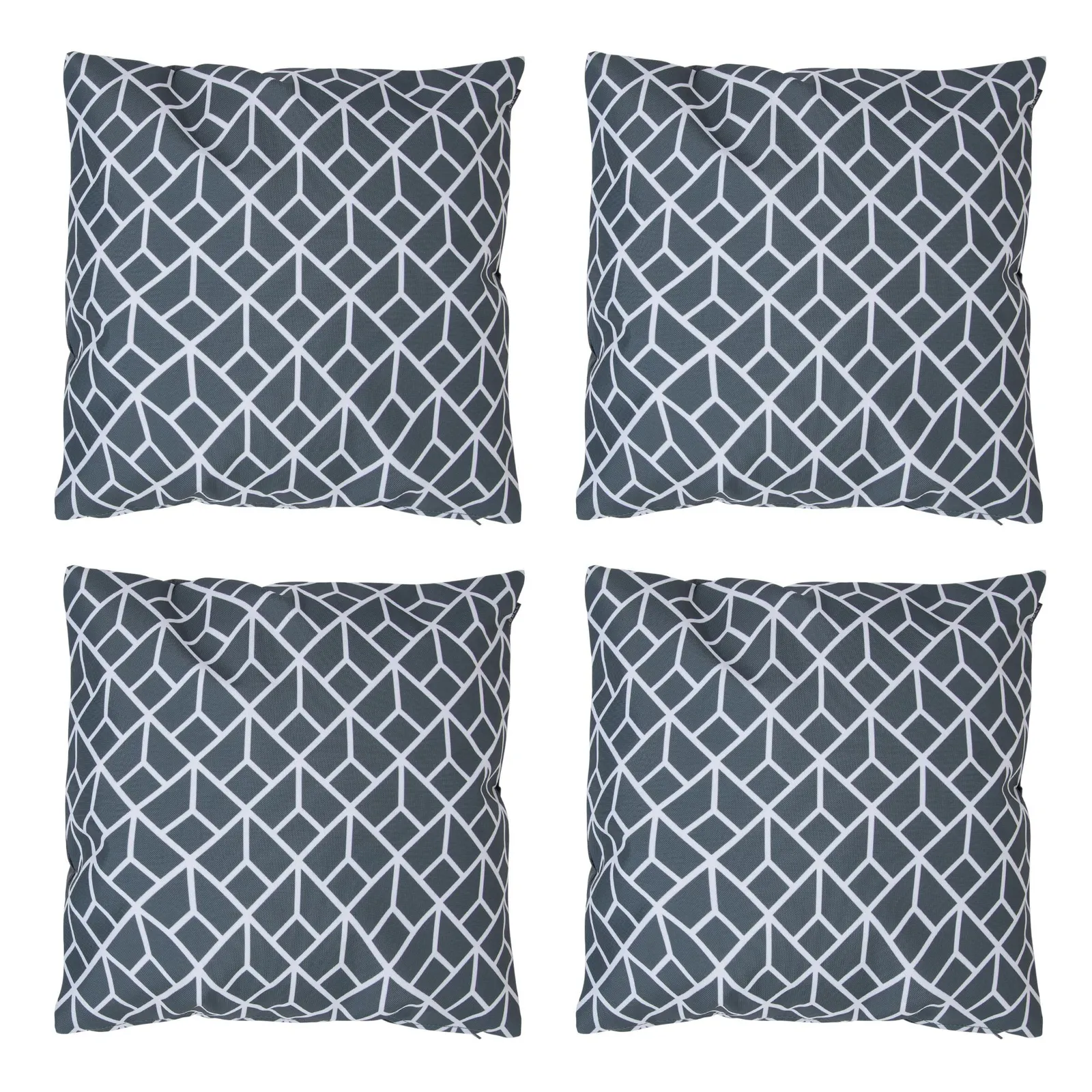icon Indoor & Outdoor Waterproof Cushion Set of 4 Teal Grey Geometric Waterproof Cushion in Charcoal